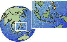 Davao, Filipinas time zone location map borders