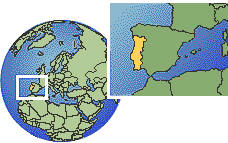 Continental, Portugal time zone location map borders