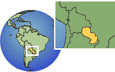 Coronel Oviedo, Paraguay time zone location map borders