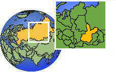 Irkutsk, Russia time zone location map borders
