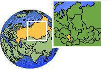 Novokuznetsk, Kemerovo, Russia time zone location map borders