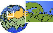 Kaliningrado, Rusia time zone location map borders