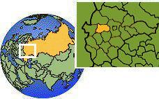 Kaluga, Kaluga, Rusia time zone location map borders