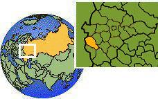 Koursk, Russie carte de localisation de fuseau horaire frontières