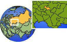 Yoshkar-Ola, Mari El, Russia time zone location map borders