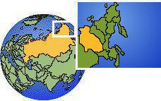 Yakutsk, Sakha (Western), Russia time zone location map borders