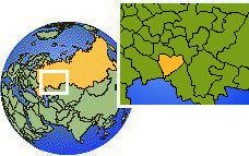 Syzran, Samara, Russia time zone location map borders