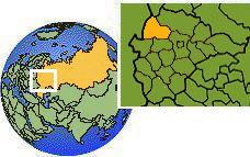 Smolensk, Rusia time zone location map borders