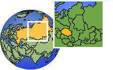 Tomsk, Rusia time zone location map borders