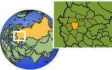 Tula, Rusia time zone location map borders