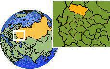 Dubna, Tver', Russia time zone location map borders