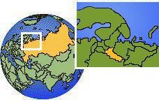Vozega, Vologda, Russia time zone location map borders