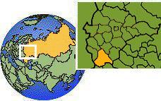 Voronej, Russie carte de localisation de fuseau horaire frontières