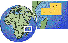 Victoria, Seychelles time zone location map borders