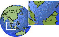 Singapore, Singapour carte de localisation de fuseau horaire frontières