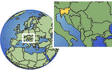 Kranj, Slovenia time zone location map borders