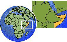 Hargeisa, Somalia time zone location map borders