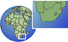 Mbabane, Swaziland carte de localisation de fuseau horaire frontières