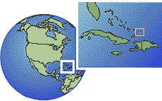 Turks and Caicos Islands time zone location map borders