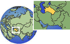 Chardzhev, Turkmenistan time zone location map borders