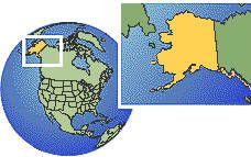 Fairbanks, Alaska, États-Unis carte de localisation de fuseau horaire frontières