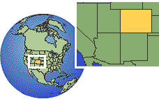 Denver, Colorado, United States time zone location map borders
