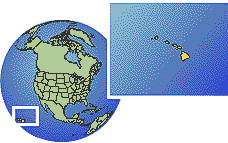 Hilo, Hawaii, United States time zone location map borders