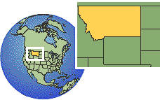 Missoula, Montana, États-Unis carte de localisation de fuseau horaire frontières