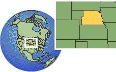 North Platte, Nebraska, United States time zone location map borders