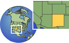 New Mexico, United States time zone location map borders