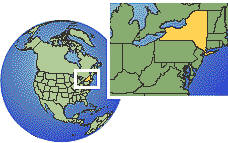 New York, New York, États-Unis carte de localisation de fuseau horaire frontières