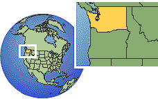 Tacoma, Washington, United States time zone location map borders
