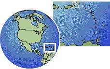 Christiansted, Virgin Islands (U.S.) time zone location map borders