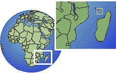 Dzaoudzi/Pamanzi, Mayotte time zone location map borders