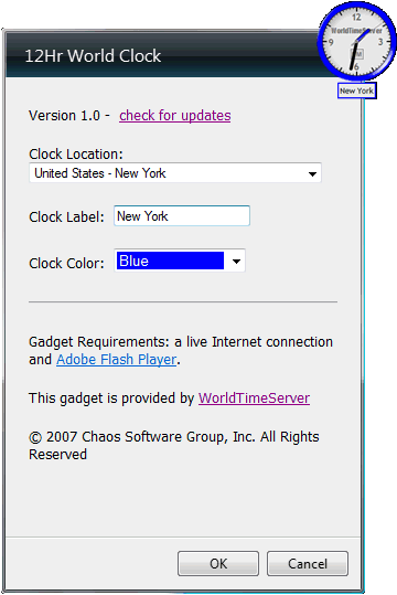 gadget settings