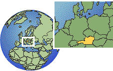 Austria as a marked location on the globe