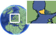 Åland Islands as a marked location on the globe