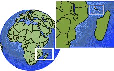 Comoros as a marked location on the globe