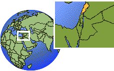 Lebanon as a marked location on the globe