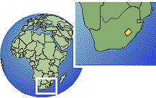 Lesotho as a marked location on the globe