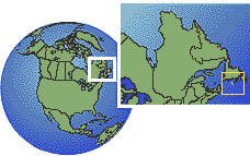 Saint Pierre and Miquelon as a marked location on the globe