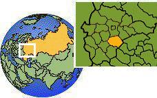 Ryazan', Russia as a marked location on the globe