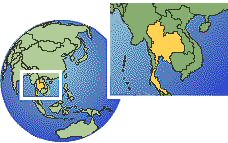 Thailand as a marked location on the globe