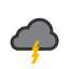 Moderate or heavy rain in area with thunder
