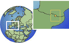 Andorre carte de localisation de fuseau horaire frontières