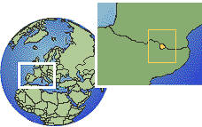 Andorra la Vella, Andorra time zone location map borders