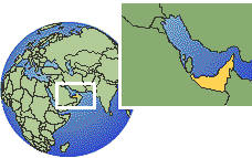 Ajman, United Arab Emirates time zone location map borders