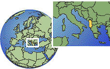 Tirana, Albania time zone location map borders