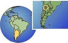 Tucumán, Argentine carte de localisation de fuseau horaire frontières