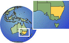 Gunnedah, Nueva Gales del Sur, Australia time zone location map borders